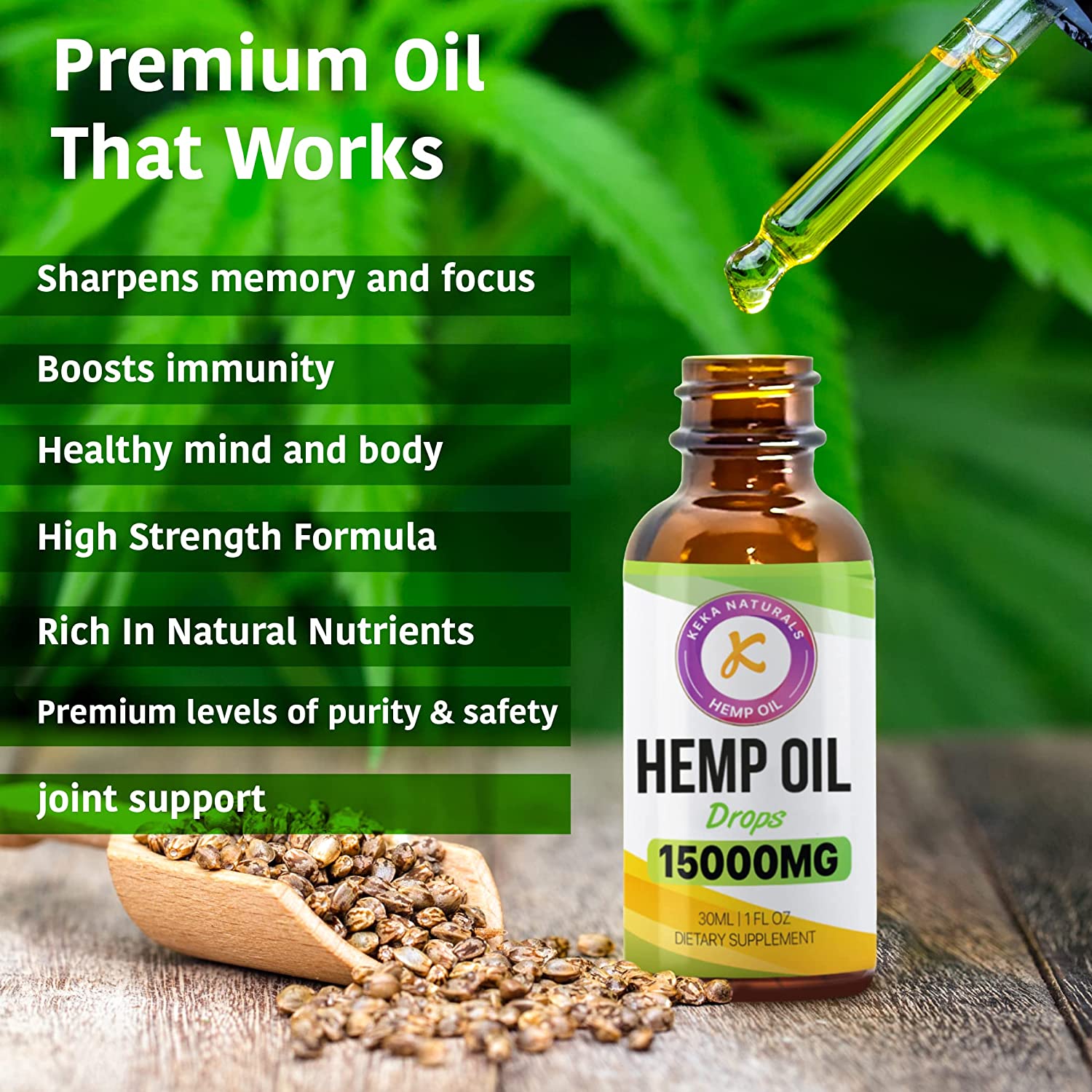 Hemp Oil Extract – 15000mg of Organic Hemp Extract – Grown & Made in ...
